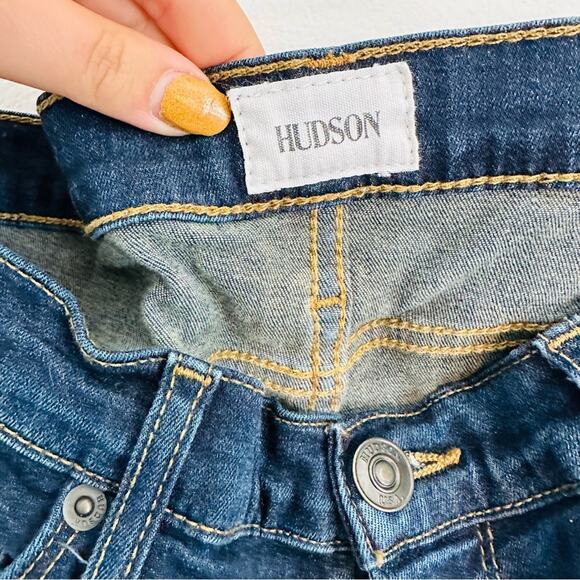 HUDSON Krista High Rise Medium Distressed Blue Wash Super Skinny Denim Jeans 30 - Picture 4 of 10